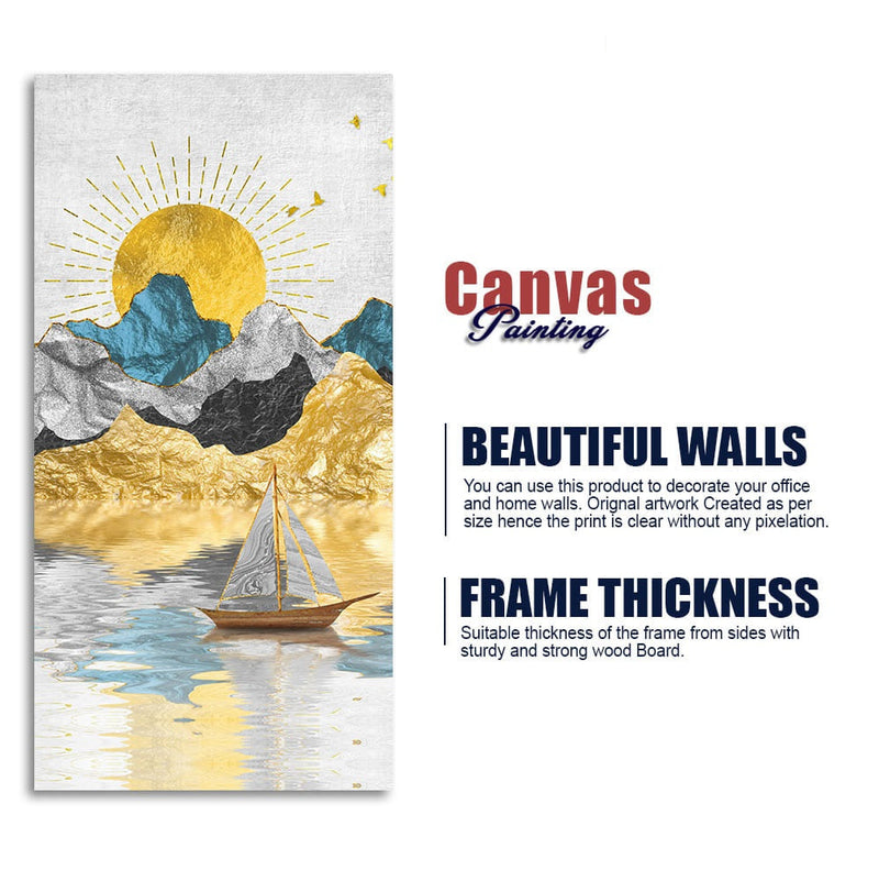 Golden Mountains and Beautiful Sunrise Scenery Canvas Wall Painting