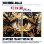 Golden Mystic Eye Acrylic Floating Wall Painting Set of 2