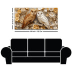 Golden Owl & Snowy Owl Floral Elegance 3D Canvas Wall Painting