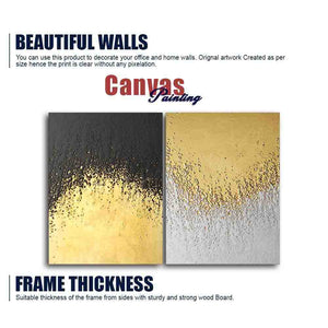 Golden Paint Texture Canvas Wall Painting of Two Pieces