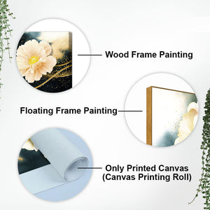 Golden Particles with Flower Premium Canvas Wall Painting