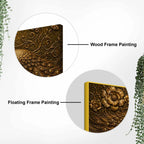 Golden Peacock Pair with Floral Design Metallic Look 3D Canvas Wall Painting