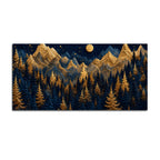 Golden Pine Forest and Mountains Beneath the Full Moon 3D Canvas Wall Painting