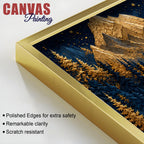 Golden Pine Forest and Mountains Beneath the Full Moon 3D Canvas Wall Painting