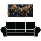 Golden Pine Forest and Mountains Beneath the Full Moon 3D Canvas Wall Painting