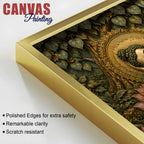 Golden Reclining Buddha on Lotus 3D Bas-Relief Type Canvas Wall Painting