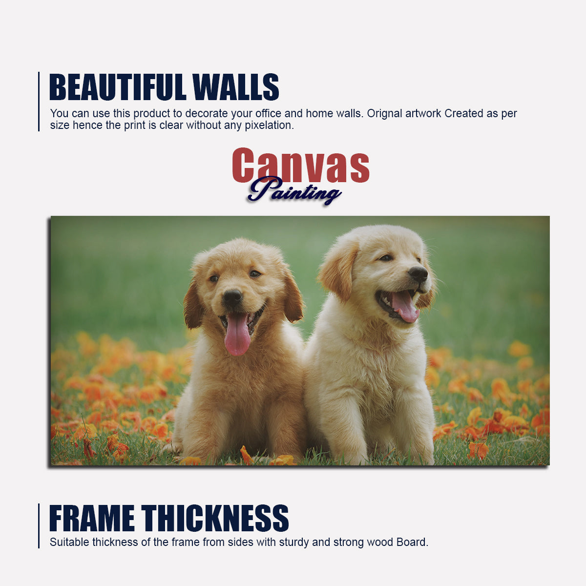 Golden Retriever Puppies Premium Canvas Wall Painting