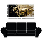 Golden Running Horse Abstract Canvas Painting for Home & Office Decor
