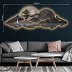Golden Sailboat Mountain Reflection Premium Crystal Glass Backlit LED Painting