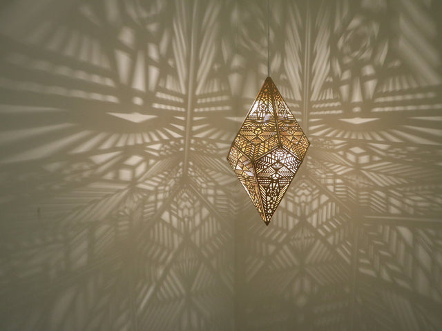 Golden Shadow Casting Hanging Lamp