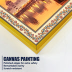Golden Sikh Temple Floral Border Canvas Wall Painting