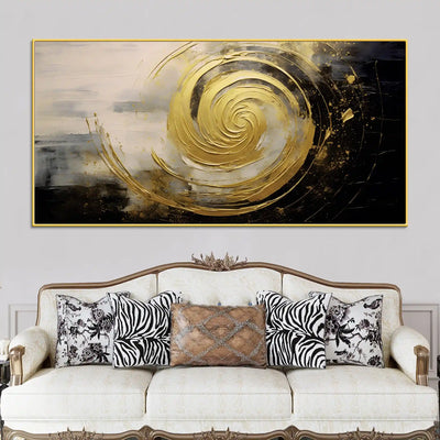 golden-spiral-abstract-canvas-painting-for-modern-home-decor