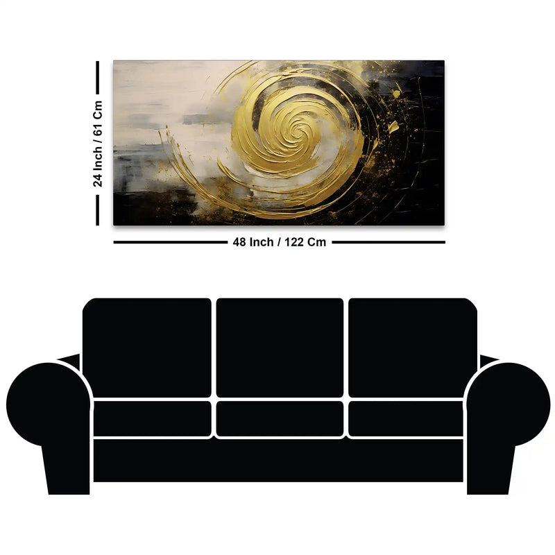 Golden Spiral Abstract Canvas Painting for Modern Home Décor