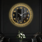 Golden Spiral Border LED Mirror Wall Clock with Warm Backlight