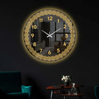 Golden Spiral Border LED Mirror Wall Clock with Warm Backlight
