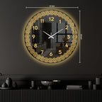 Golden Spiral Border LED Mirror Wall Clock with Warm Backlight
