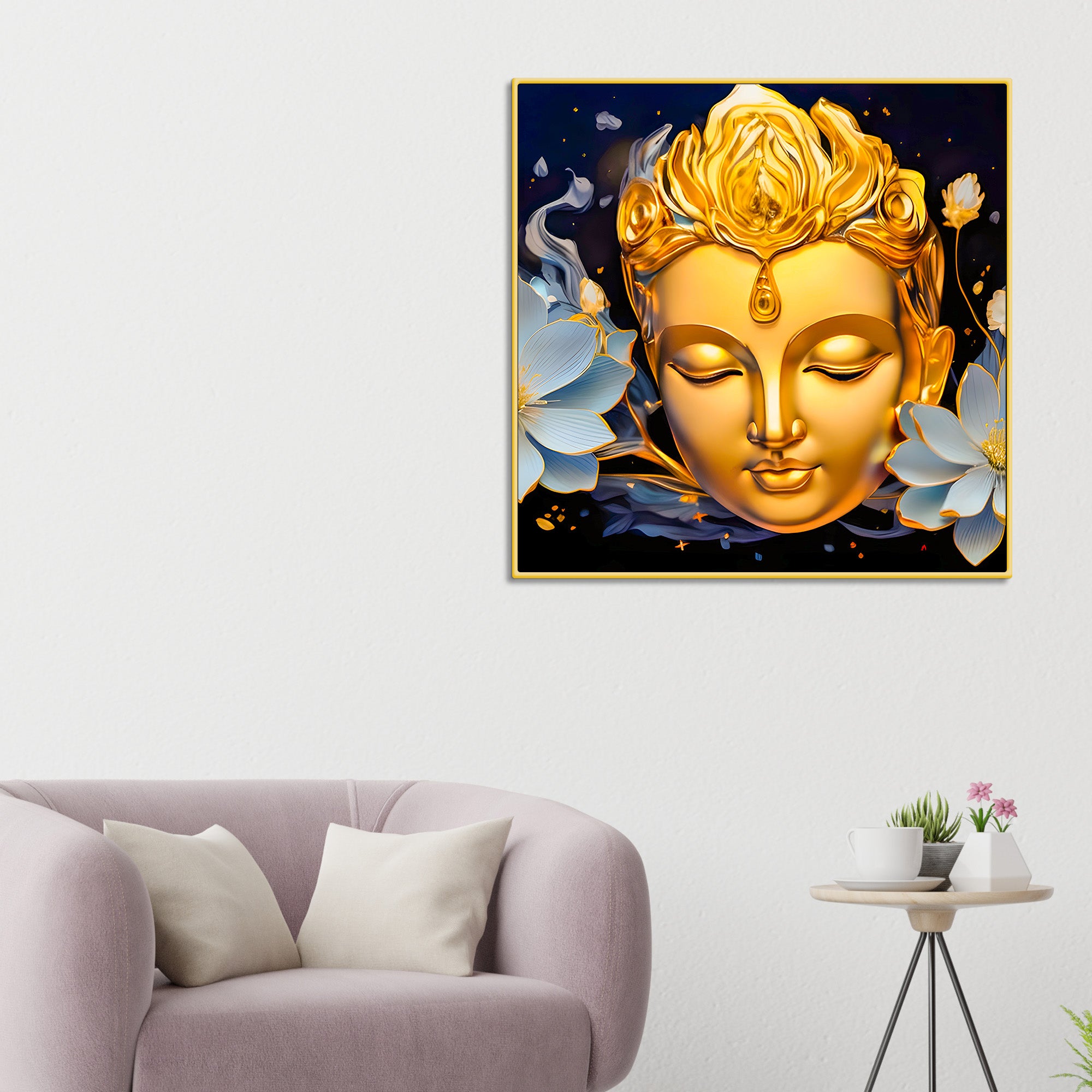 Golden Spiritual Buddha Painting for Home Décor