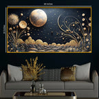 Golden Starry Night Crystal Glass Painting for Elegant Hallway Wall Décor