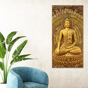 Golden Statue of Lord Gautam Buddha Canvas Wall Painting