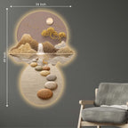 Golden Stepping Stones Landscape Premium Crystal Glass Backlit LED Painting