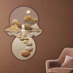 Golden Stepping Stones Landscape Premium Crystal Glass Backlit LED Painting