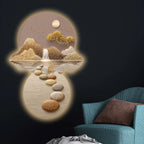 Golden Stepping Stones Landscape Premium Crystal Glass Backlit LED Painting