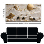 Golden Sun with Endearing Cranes & Mountains 3D Canvas Wall Painting