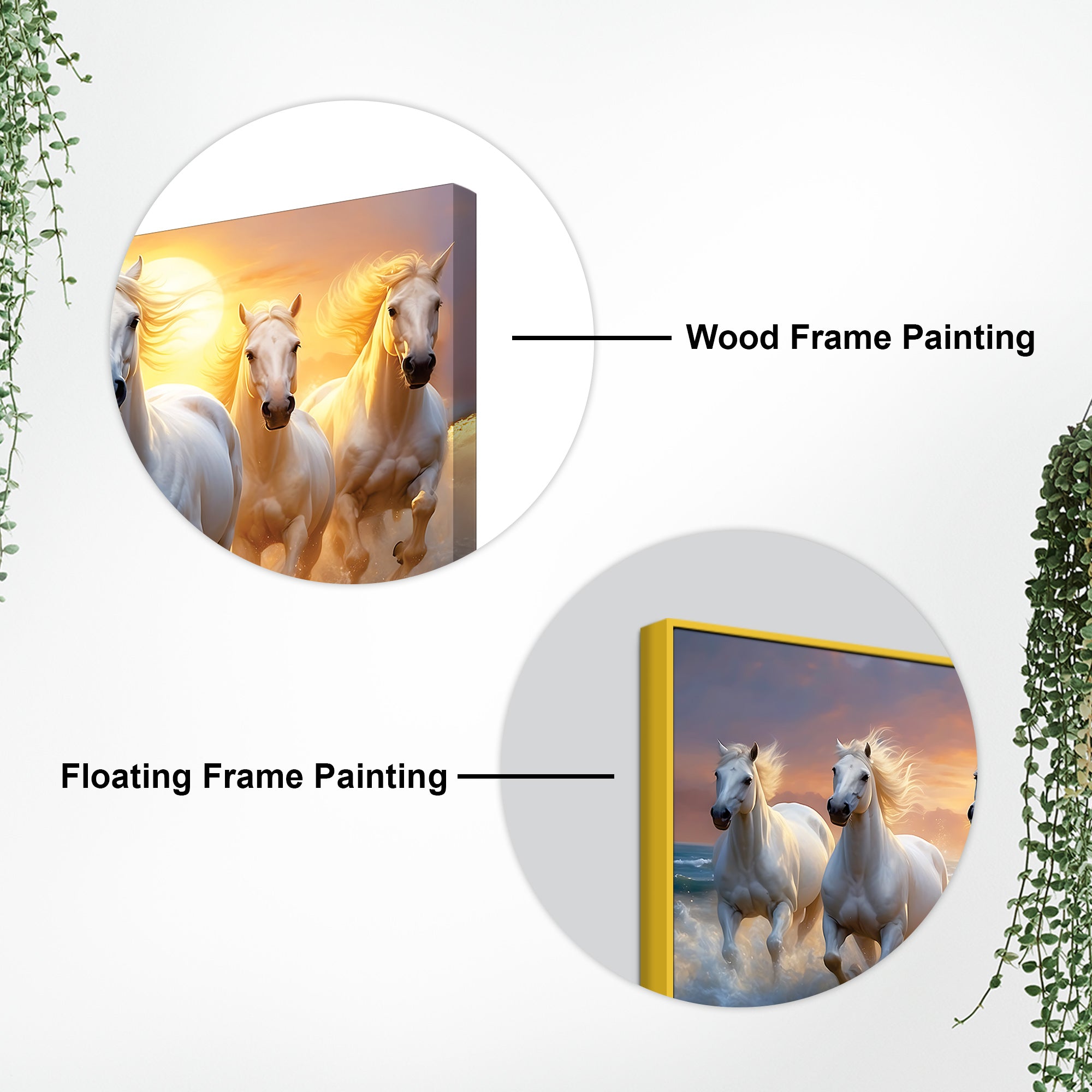 Golden Sunset Running White Horses Canvas wall Painting