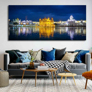 Golden Temple in Evening Large Canvas Wall Painting