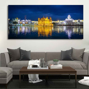 Golden Temple in Evening Large Canvas Wall Painting