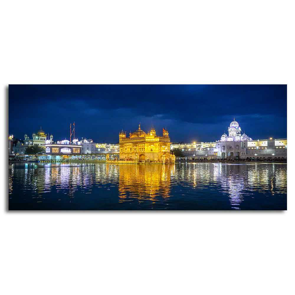 Golden Temple in Evening Large Canvas Wall Painting