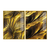 Golden Texture Acrylic Floating Wall Painting Set of 2