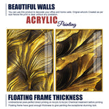 Golden Texture Acrylic Floating Wall Painting Set of 2