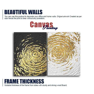 Golden Textured Canvas Wall Painting of Two Pieces