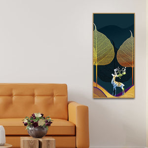 Golden Textured Leaves Canvas Wall Painting