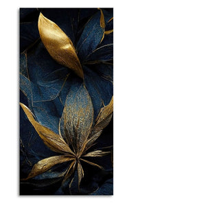 Golden Textured Tropical leaves Canvas Wall Painting