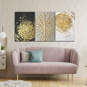 Golden Textured Wall Painting of 3 Pieces