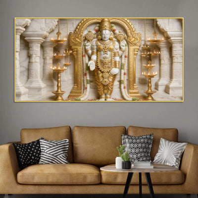 Golden Tirupati Balaji 3D Canvas Wall Painting
