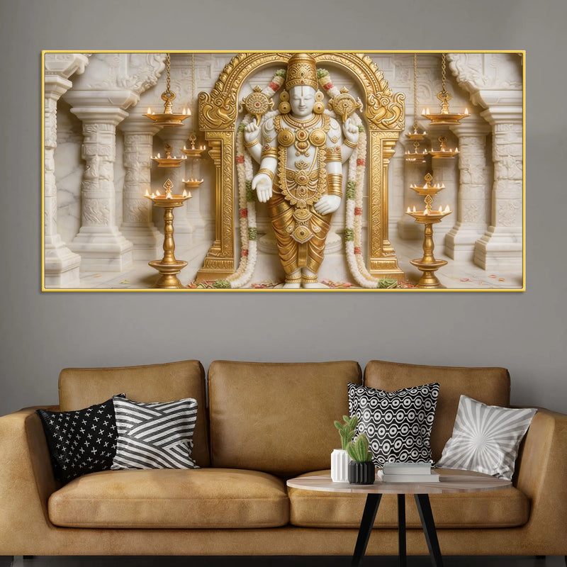 Golden Tirupati Balaji 3D Canvas Wall Painting
