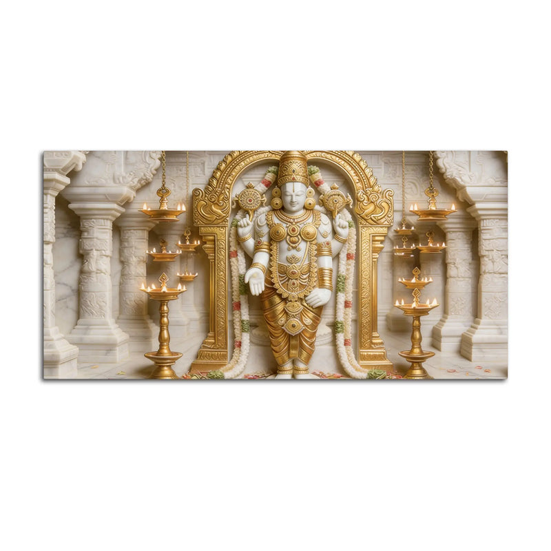 Golden Tirupati Balaji 3D Canvas Wall Painting