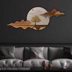 Golden Tree Horizon Reflection Premium Crystal Glass Backlit LED Painting