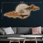 Golden Tree Horizon Reflection Premium Crystal Glass Backlit LED Painting