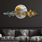 Golden Tree & Mountain Reflection Crystal Glass Backlit LED Painting