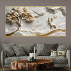 Golden Tree of Life and Majestic White Deer 3D Canvas Wall Painting
