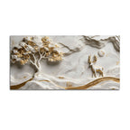 Golden Tree of Life and Majestic White Deer 3D Canvas Wall Painting
