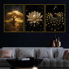 golden-tree-of-life-divine-lotus-royal-peacock-floating-frame-crystal-wall-painting-set-of-3