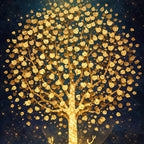 Golden Tree of Life Floating Frame Crystal Wall Painting