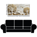 Golden Tree of Life with Graceful Deer 3D Canvas Wall Painting