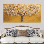 Golden Tree Wall Art Abstract Canvas Painting