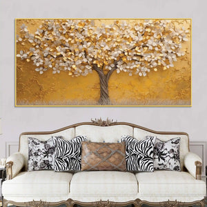 Golden Tree Wall Art Abstract Canvas Painting